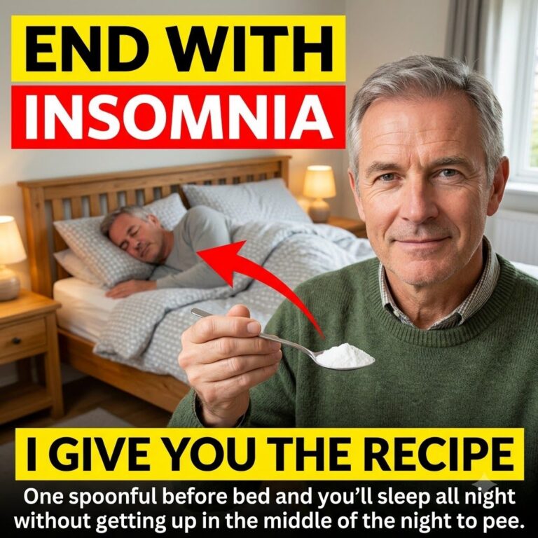 An older man holding a spoonful of white powder with another man sleeping peacefully in the background illustrating a na