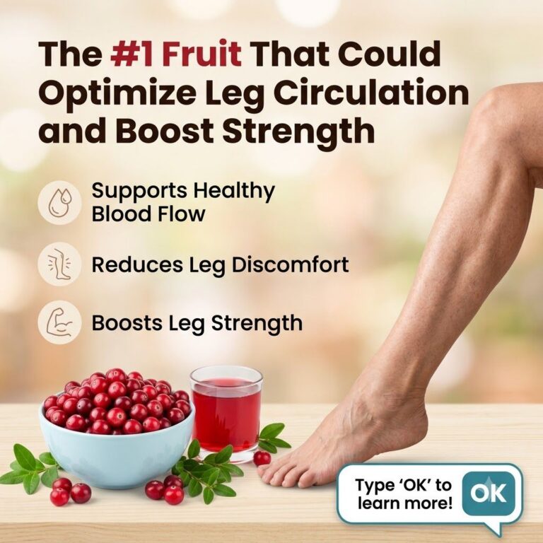 A close-up of a bare human leg and foot on the right juxtaposed with a light blue bowl full of fresh cranberries and a g