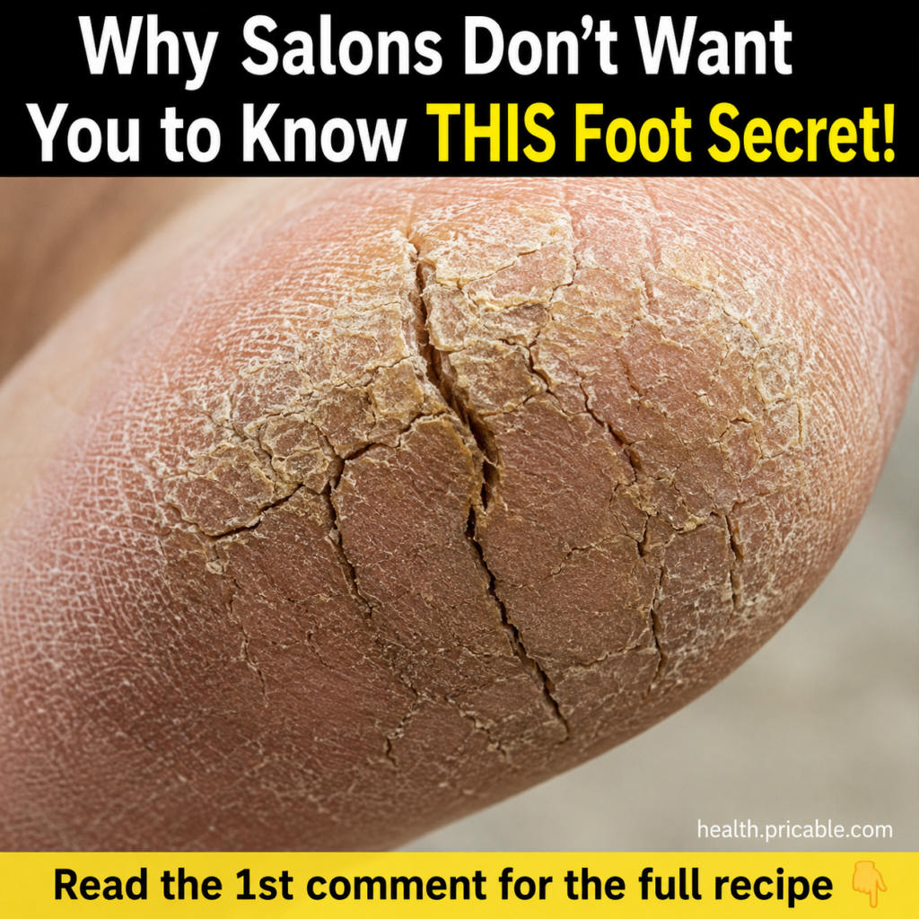 A severely cracked and dry heel showing deep fissures in the skin