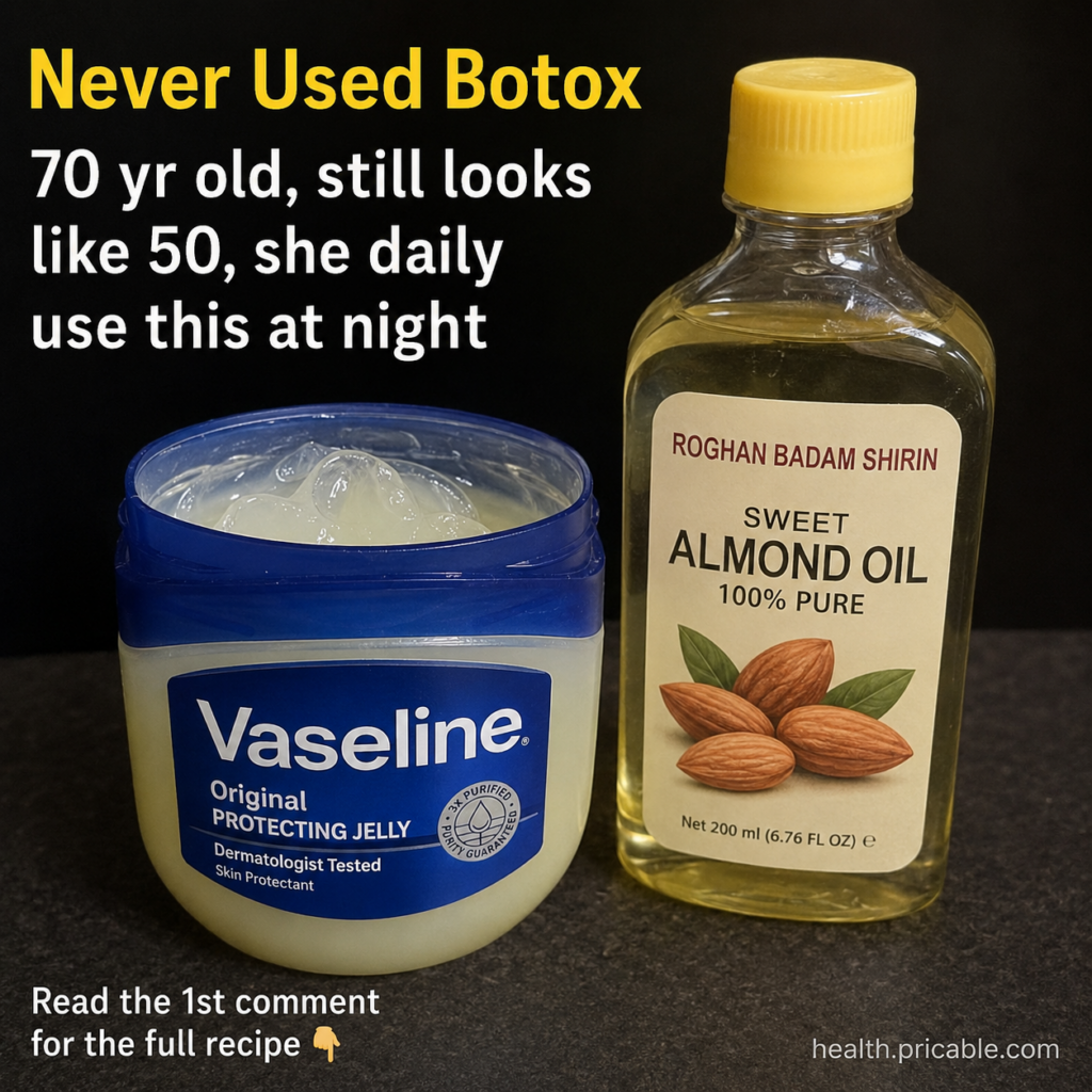 A small jar of Vaseline Original Protecting Jelly and a bottle of Sweet Almond Oil on a dark background representing the
