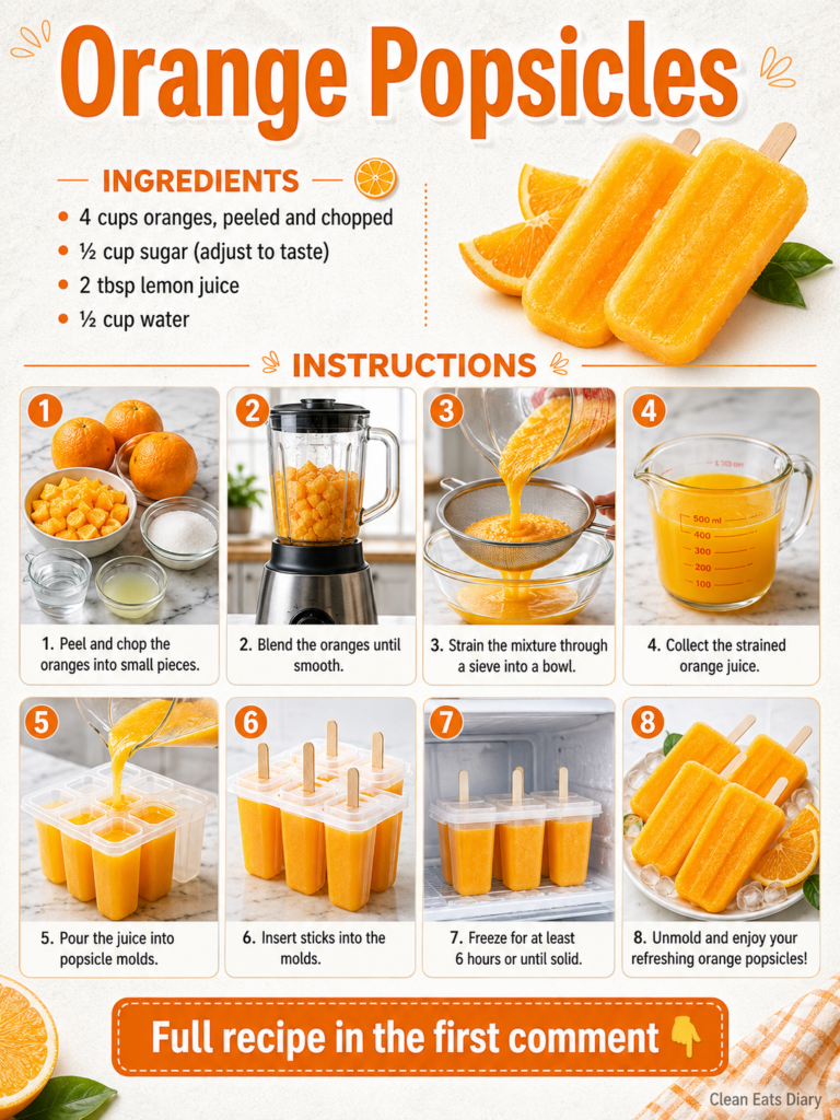 A vibrant orange popsicle perfectly frozen with fresh orange slices and green mint leaves artfully arranged in the backg