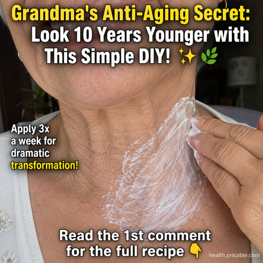 A close-up of an older woman s neck and upper chest with a hand gently applying a thick white cream to her skin showing 