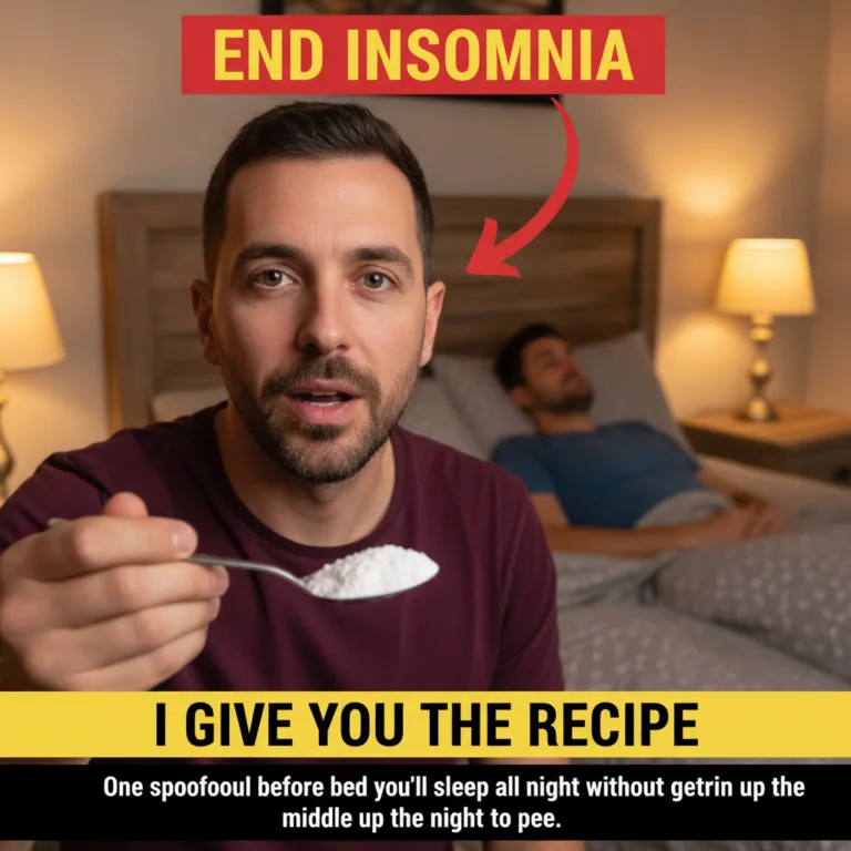 A person holding a spoon with a simple natural remedy possibly a powder or liquid in a cozy nighttime setting with a sub