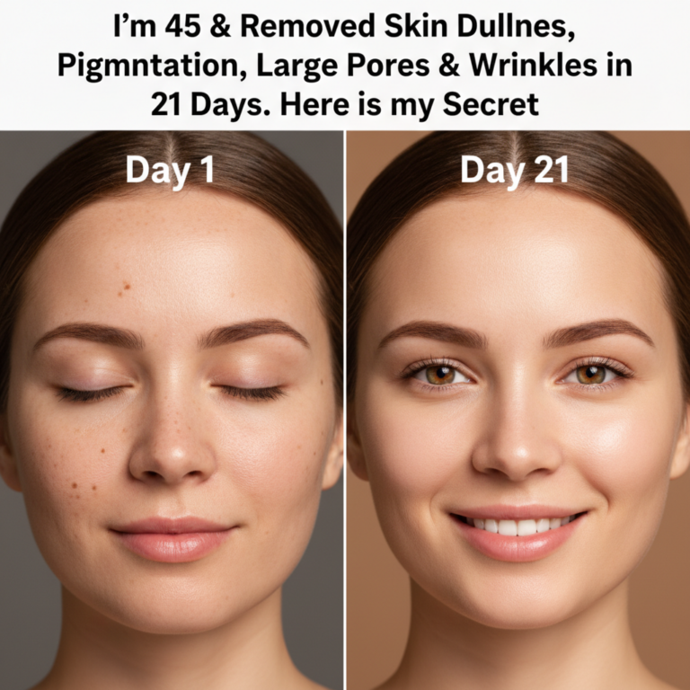 A before and after comparison image of a woman s face showing significant improvement in skin clarity radiance and reduc