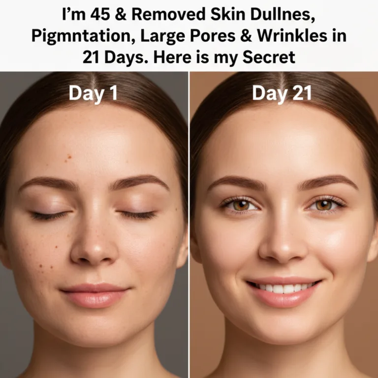 A before and after comparison image of a woman s face showing significant improvement in skin clarity radiance and reduc