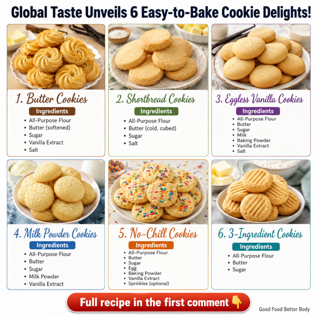 A plate of golden-brown classic butter cookies perfectly round with a slightly crisp edge styled beautifully on a white 
