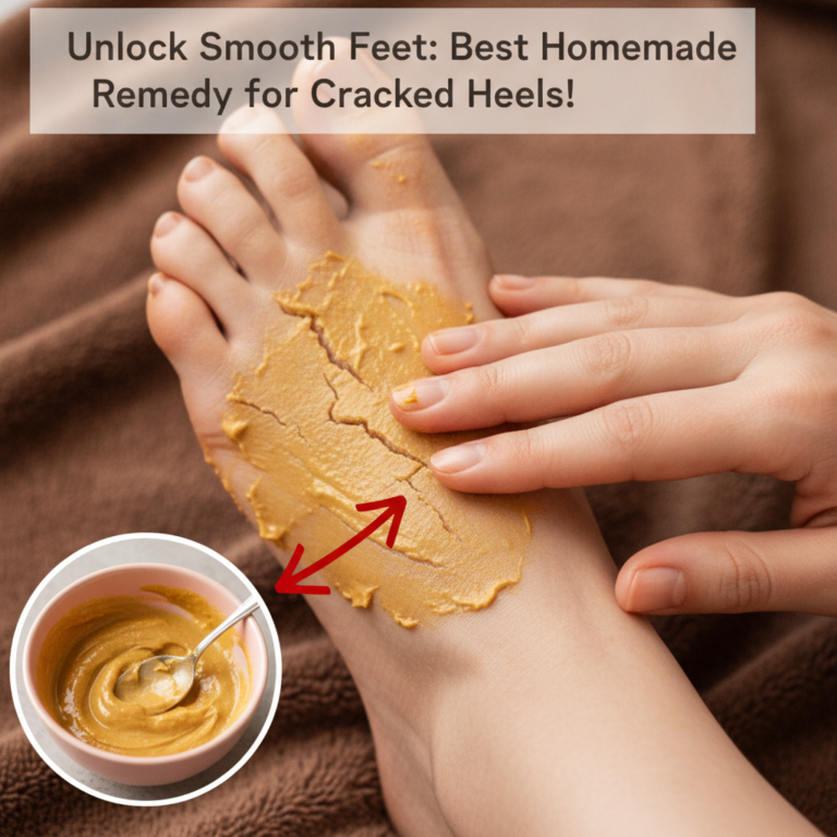 A close-up of a person s foot with a thick yellowish-brown paste being gently applied to the heel and arch area by a han