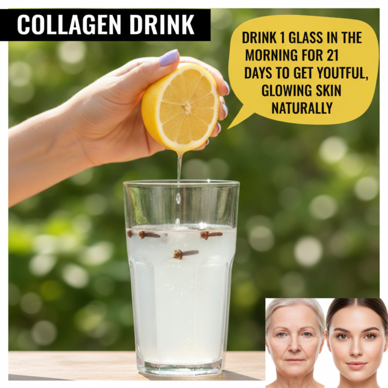 A hand squeezing a fresh yellow lemon into a clear glass containing light-colored liquid and several dark brown cloves T