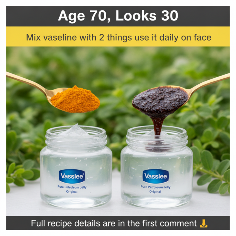 Two glass jars of Vaseline one with turmeric powder in a spoon above it and the other with coffee grounds in a spoon abo