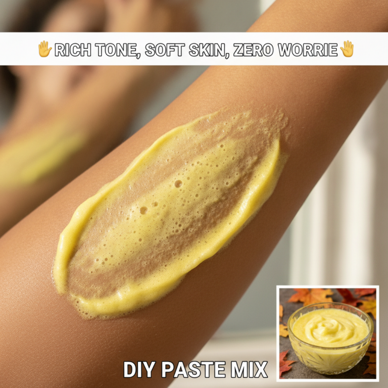 A close-up of a person s arm with a thick creamy yellow paste applied to the skin showing a rich skin tone In the foregr