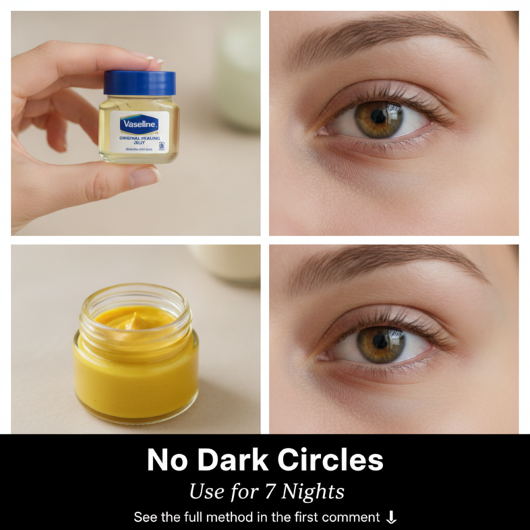 A four-panel grid showing a before-and-after comparison of under-eye skin treated with a turmeric eye mask alongside ima