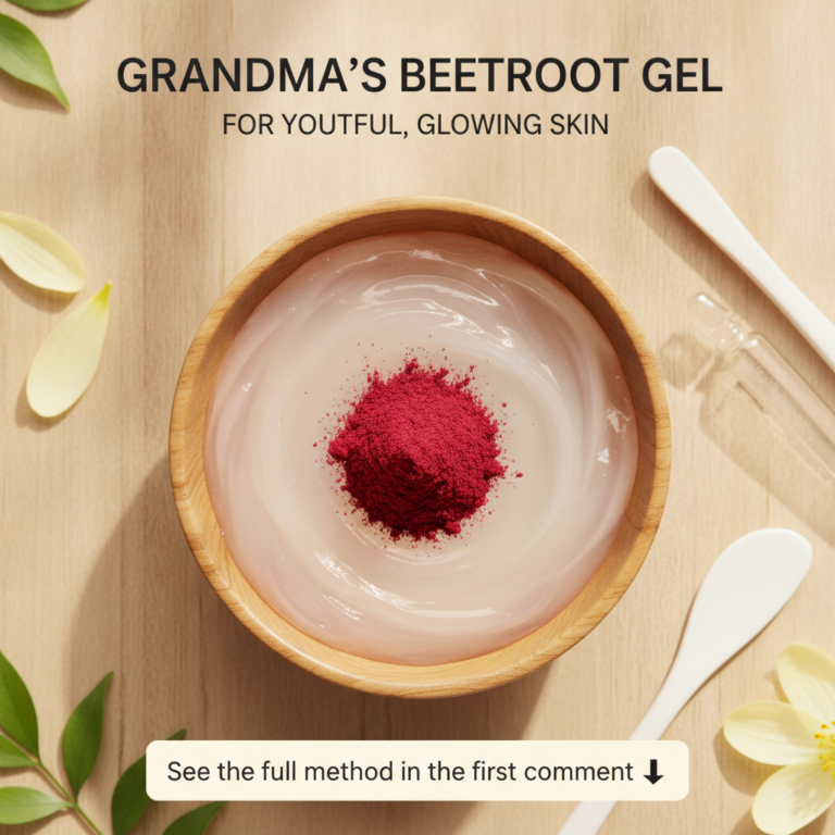 A flat lay composition of a light wooden bowl containing pale pink beetroot gel with a pile of dark magenta beetroot pow