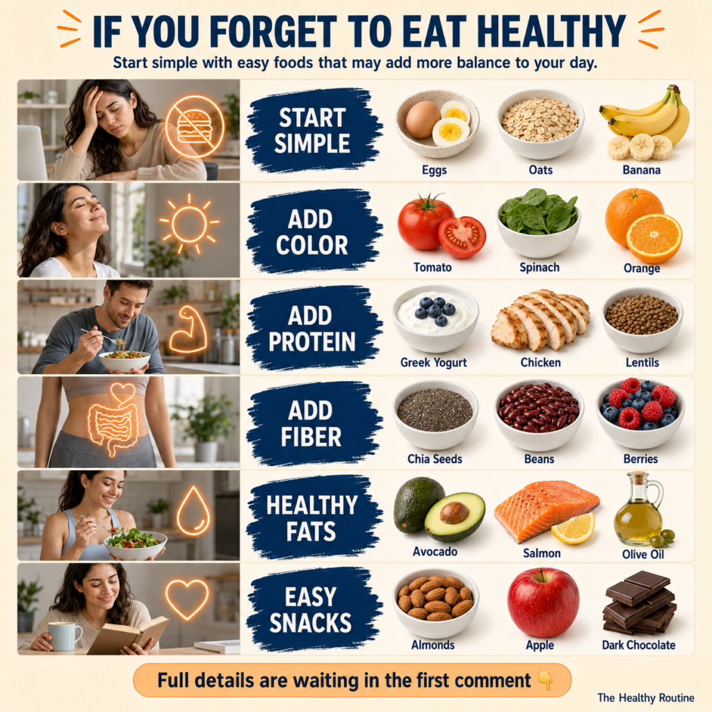 An overhead shot of a clean bright table filled with various healthy food swaps On one side there s a glass of water a b