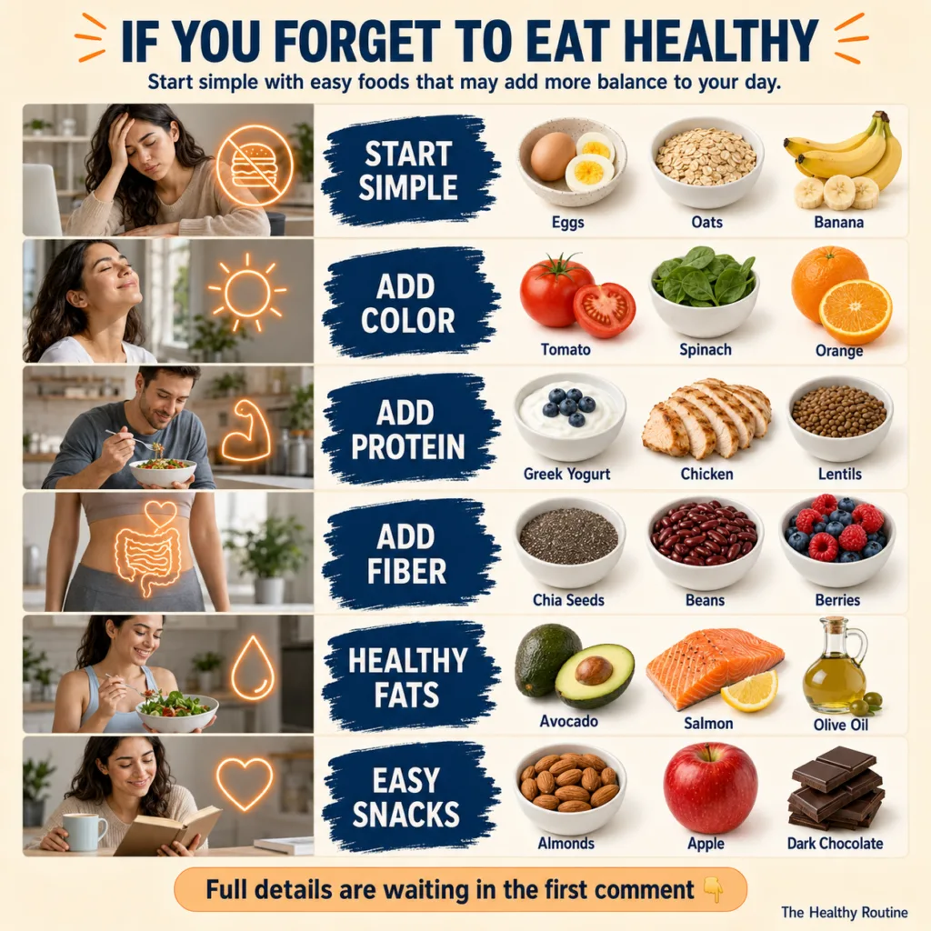 An overhead shot of a clean bright table filled with various healthy food swaps On one side there s a glass of water a b