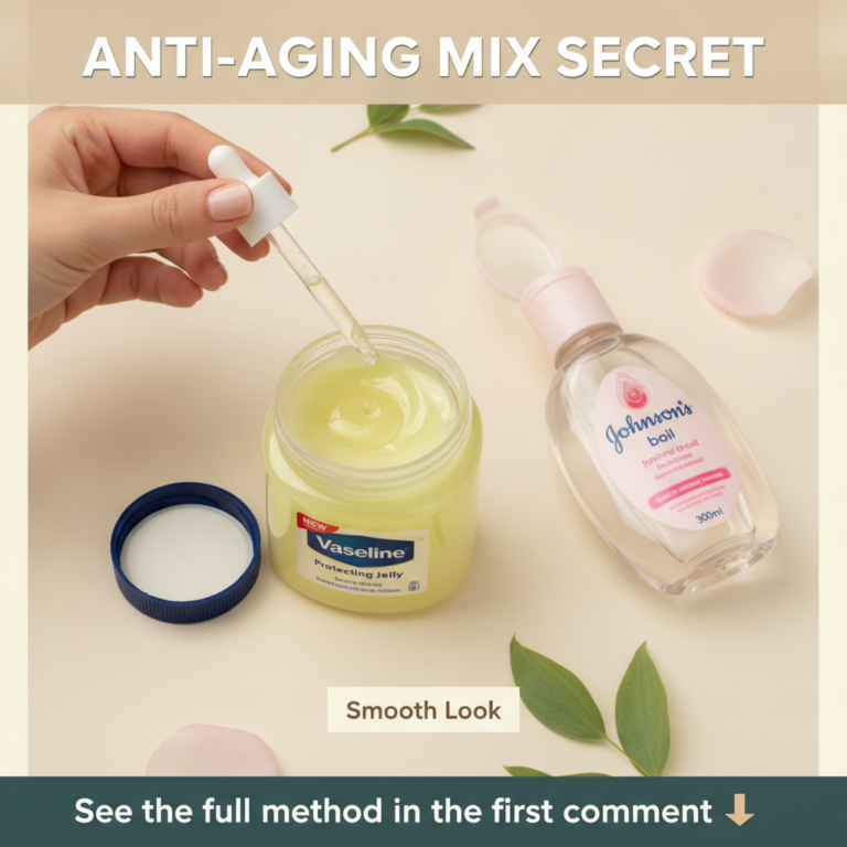 A hand holding a dropper dripping clear baby oil into a small jar of yellow Vaseline Protecting Jelly with a bottle of b