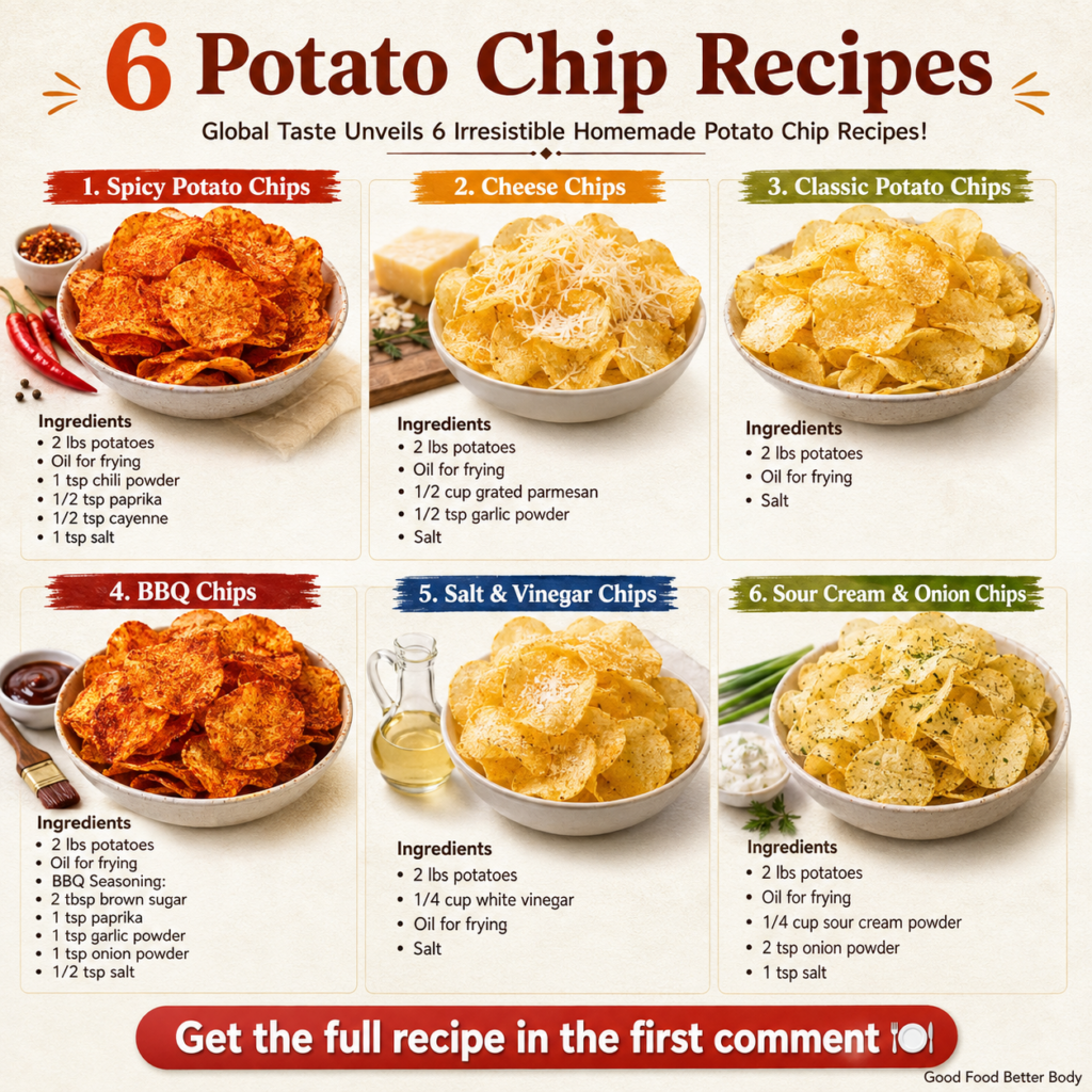 Crispy golden-brown homemade potato chips in a white bowl lightly salted with a few fresh potato slices next to it on a 