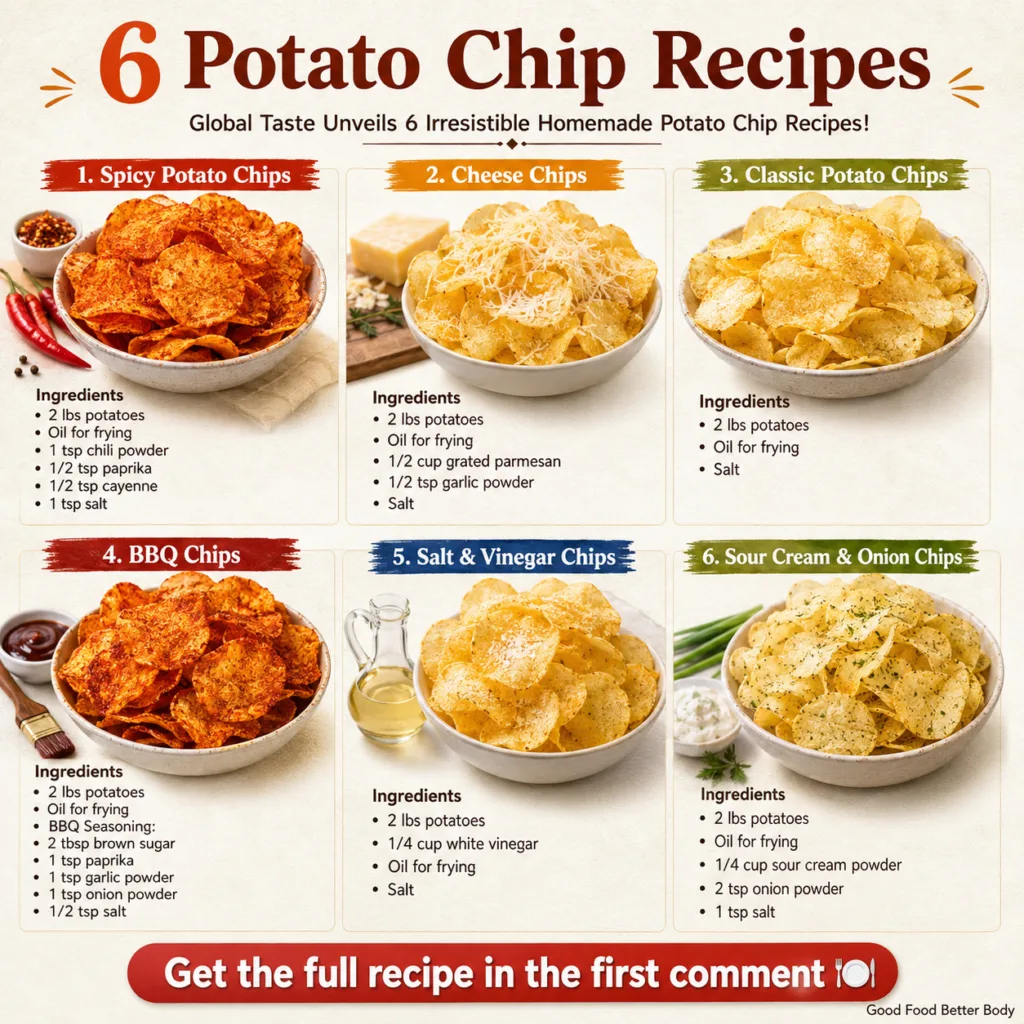 Crispy golden-brown homemade potato chips in a white bowl lightly salted with a few fresh potato slices next to it on a 