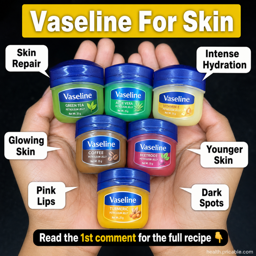 A close-up of hands holding small jars of DIY Vaseline blends each labeled with an ingredient like green tea aloe vera a