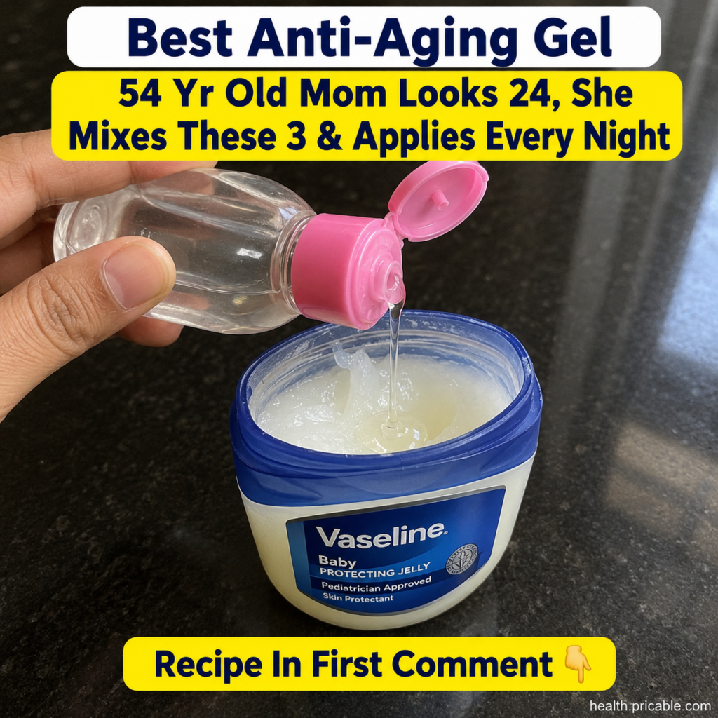 A hand pouring a clear liquid from a small bottle into a container of Vaseline on a dark counter mimicking the mixing pr