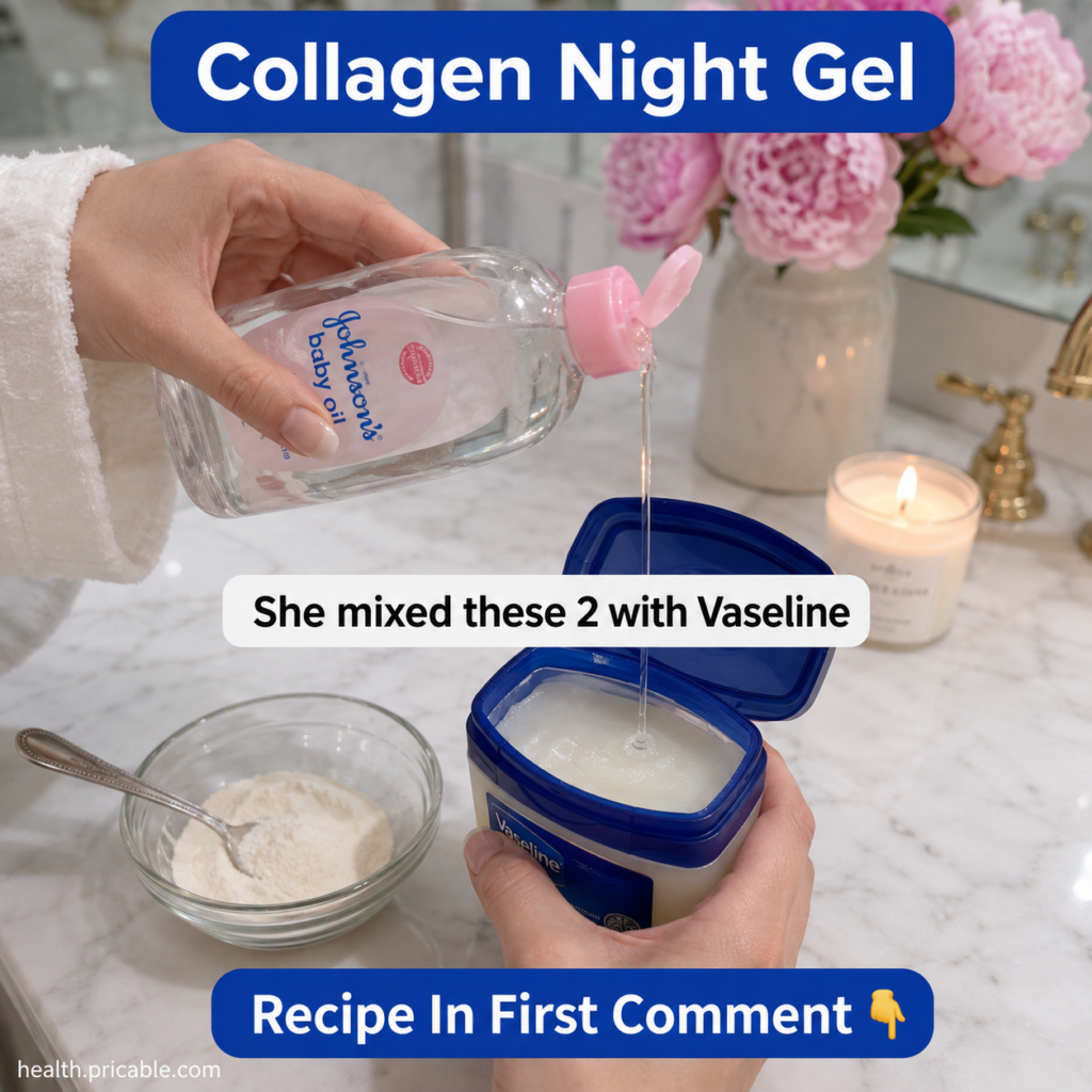 Hands mixing Vaseline baby oil and a white powder in a small bowl with a soft focus on the ingredients The background is