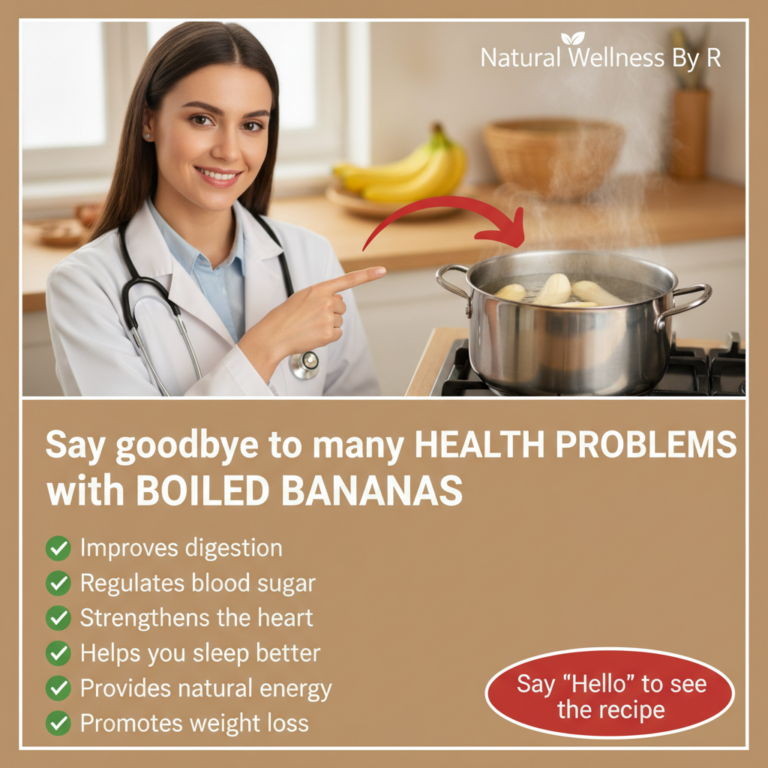 A composite image showing a smiling woman in a lab coat pointing at boiling bananas on a stove with text highlighting he
