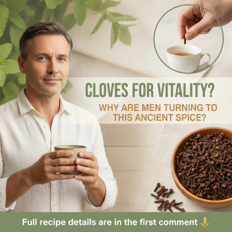 A confident mature man holding a rustic cup looking reassuringly at the viewer with a textual overlay asking about clove