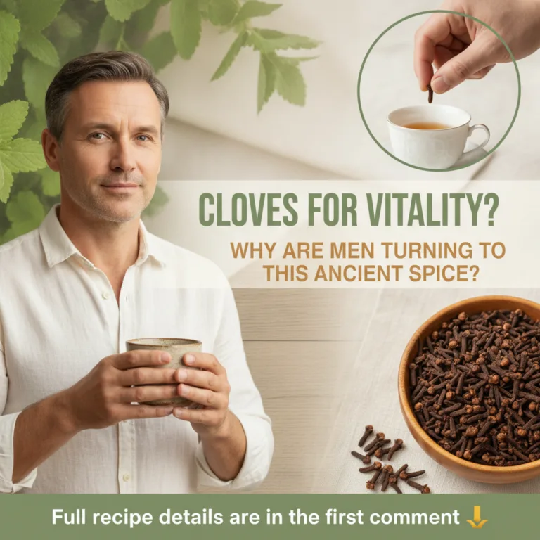 A confident mature man holding a rustic cup looking reassuringly at the viewer with a textual overlay asking about clove