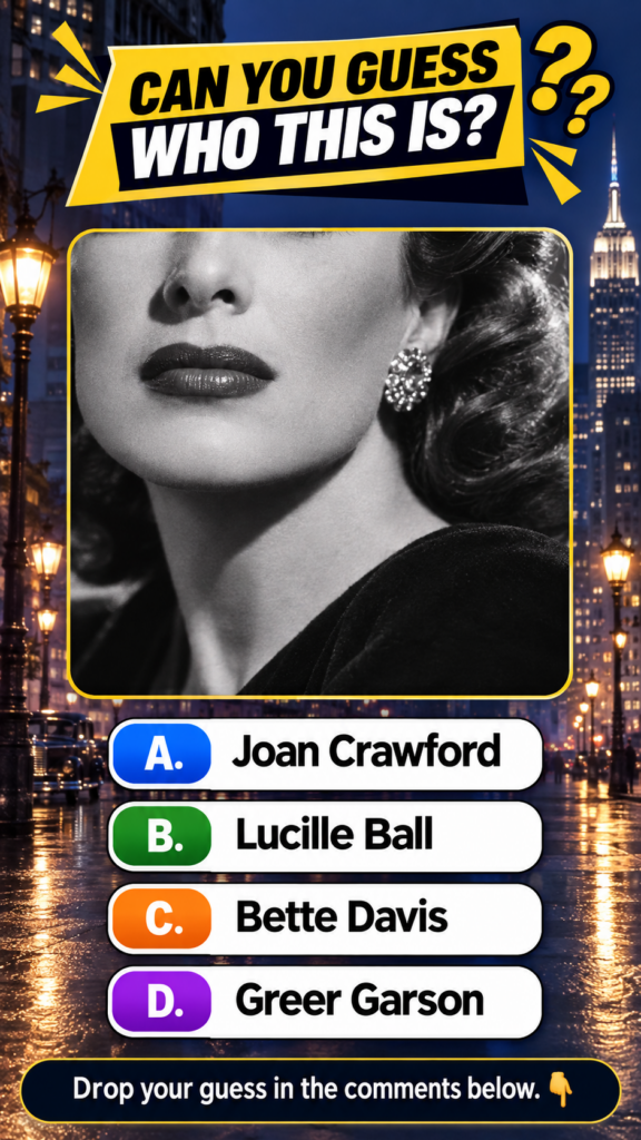 A black and white close-up of Joan Crawford s lower face featuring her distinctive lips chin and an ear with a sparkling