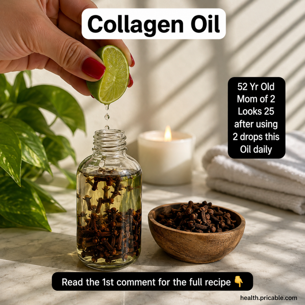 A hand squeezing fresh lime juice into a clear glass bottle filled with a light amber oil and dried cloves Additional cl