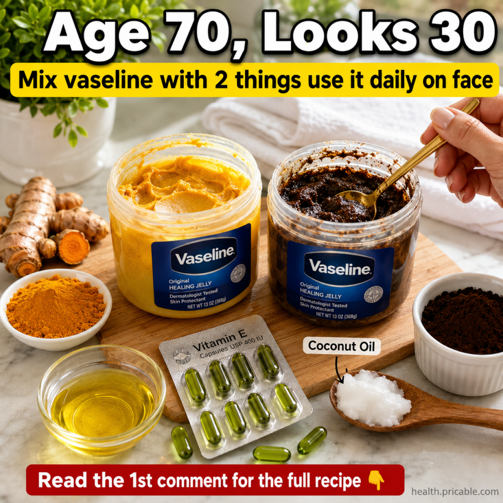 A flat lay of DIY Vaseline mixtures with turmeric coffee grounds coconut oil and vitamin E capsules One jar contains a y