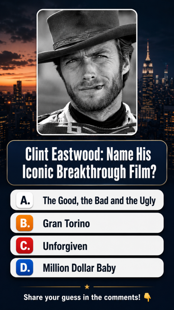 Clint Eastwood as The Man with No Name in a black and white portrait