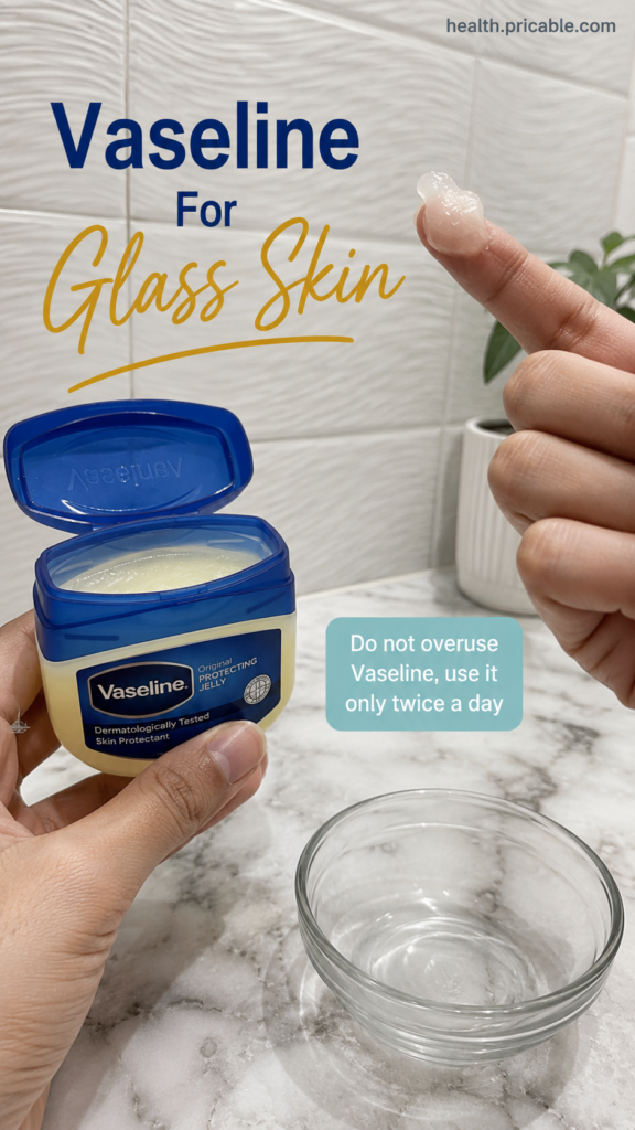 A person s hands holding a jar of Vaseline Original Protecting Jelly with a small dollop on a finger set against a clean