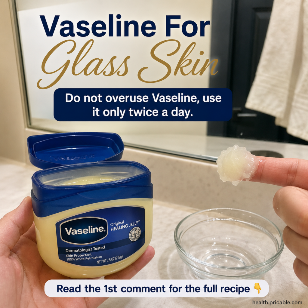 A hand holding an open jar of Vaseline Original Healing Jelly with a finger displaying a dollop of the petroleum jelly A