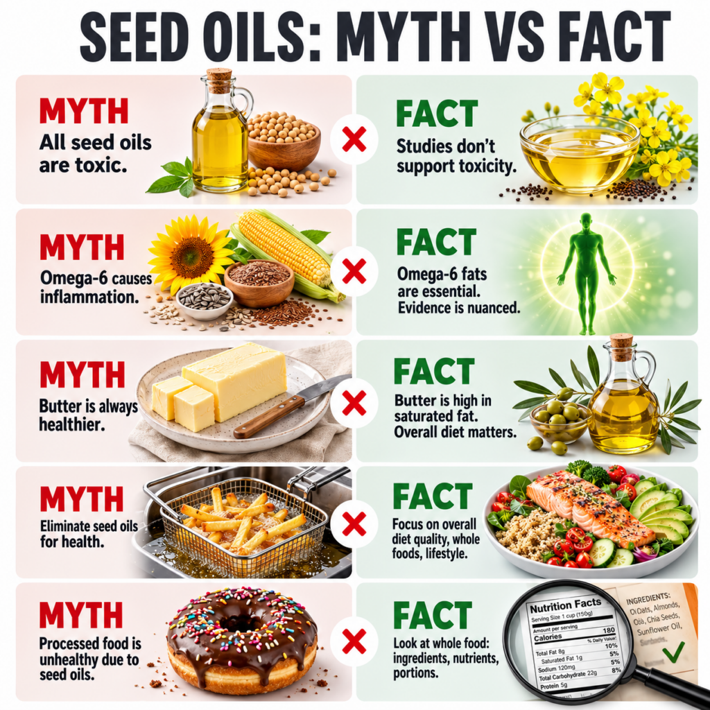 A variety of healthy cooking oils including olive oil avocado oil and a bottle of flaxseed oil displayed in a well-lit k