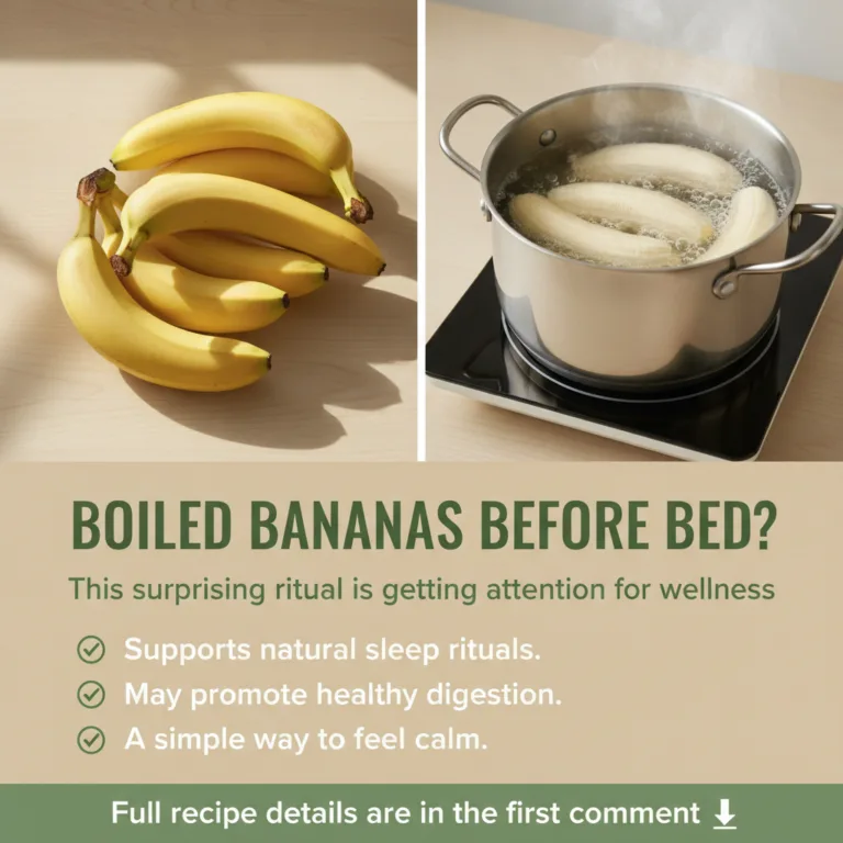 A vertical collage showing fresh bananas on a wooden surface peeled bananas boiling in a pot with steam and text highlig
