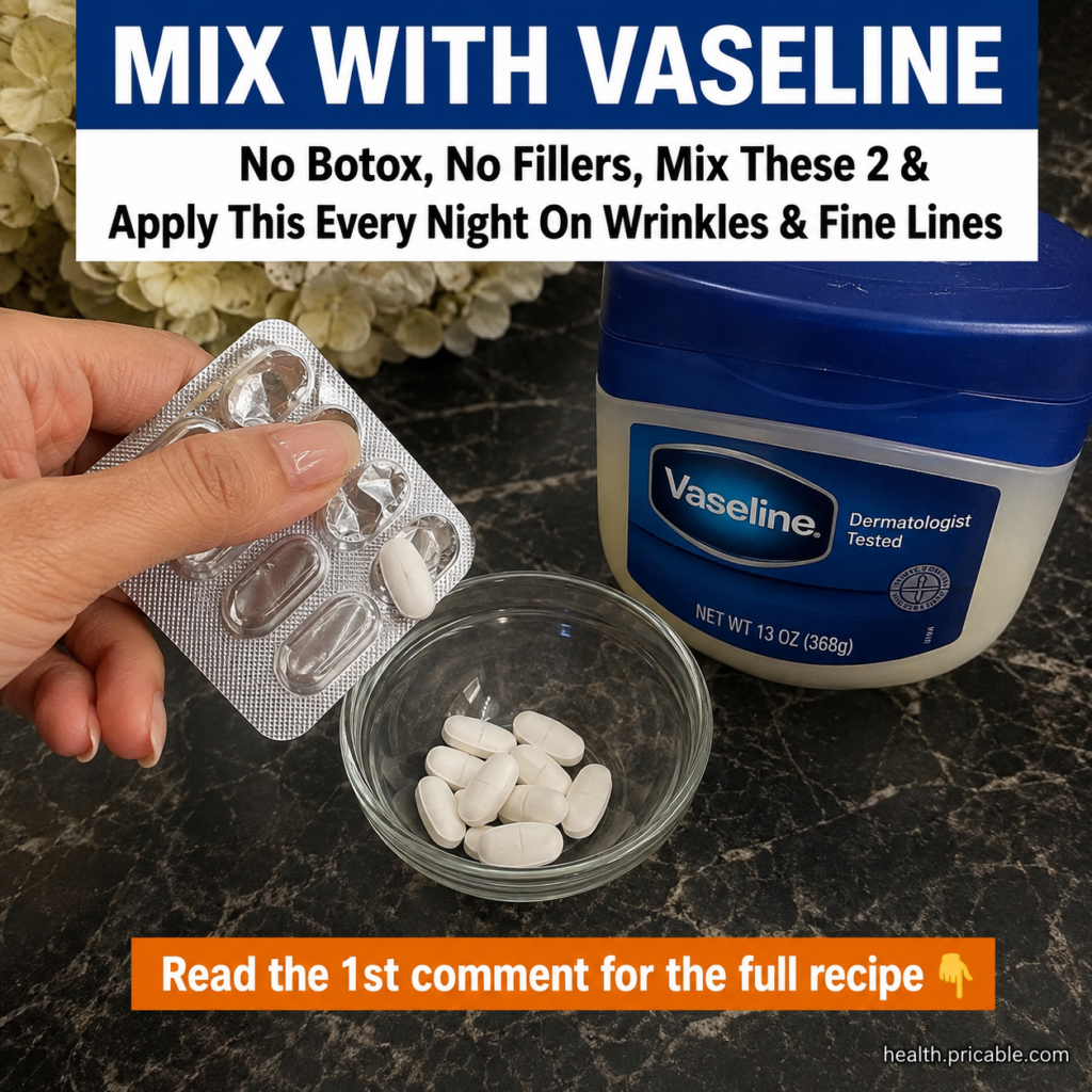 A small glass jar filled with a homemade Vaseline blend with a person gently applying a small amount to their cheek to i
