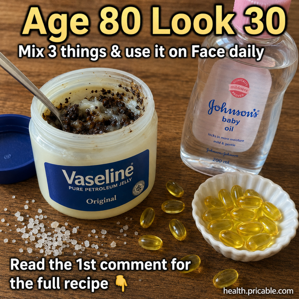 A small glass jar containing a creamy white homemade Vaseline mix with a finger scooping a tiny amount from it The backg