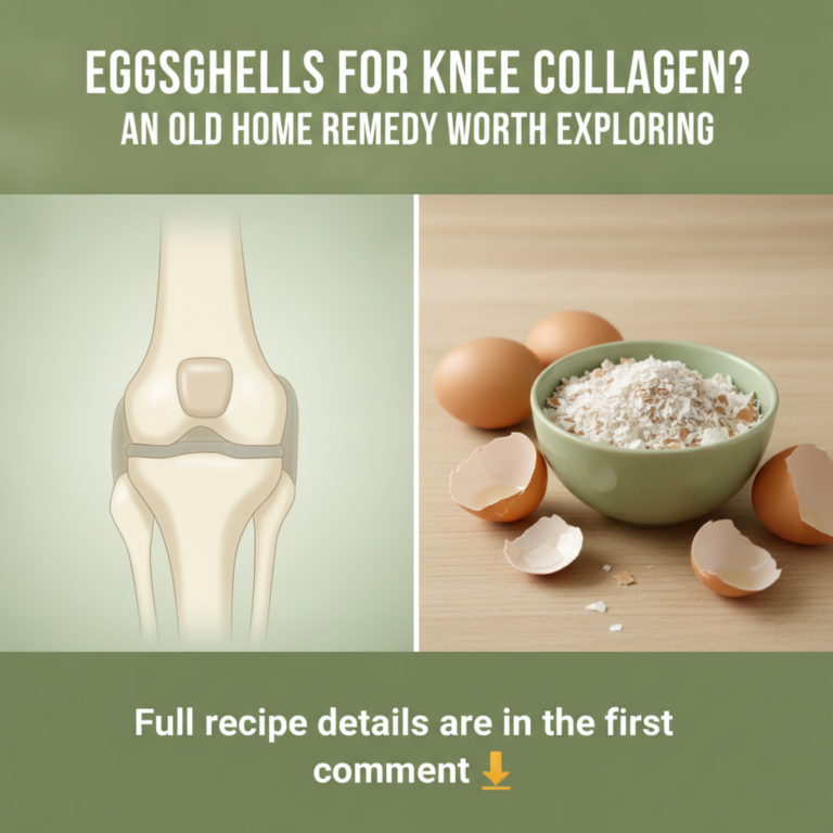 A close-up shot of eggshells next to a diagram or illustration of a healthy knee joint symbolizing natural support for j