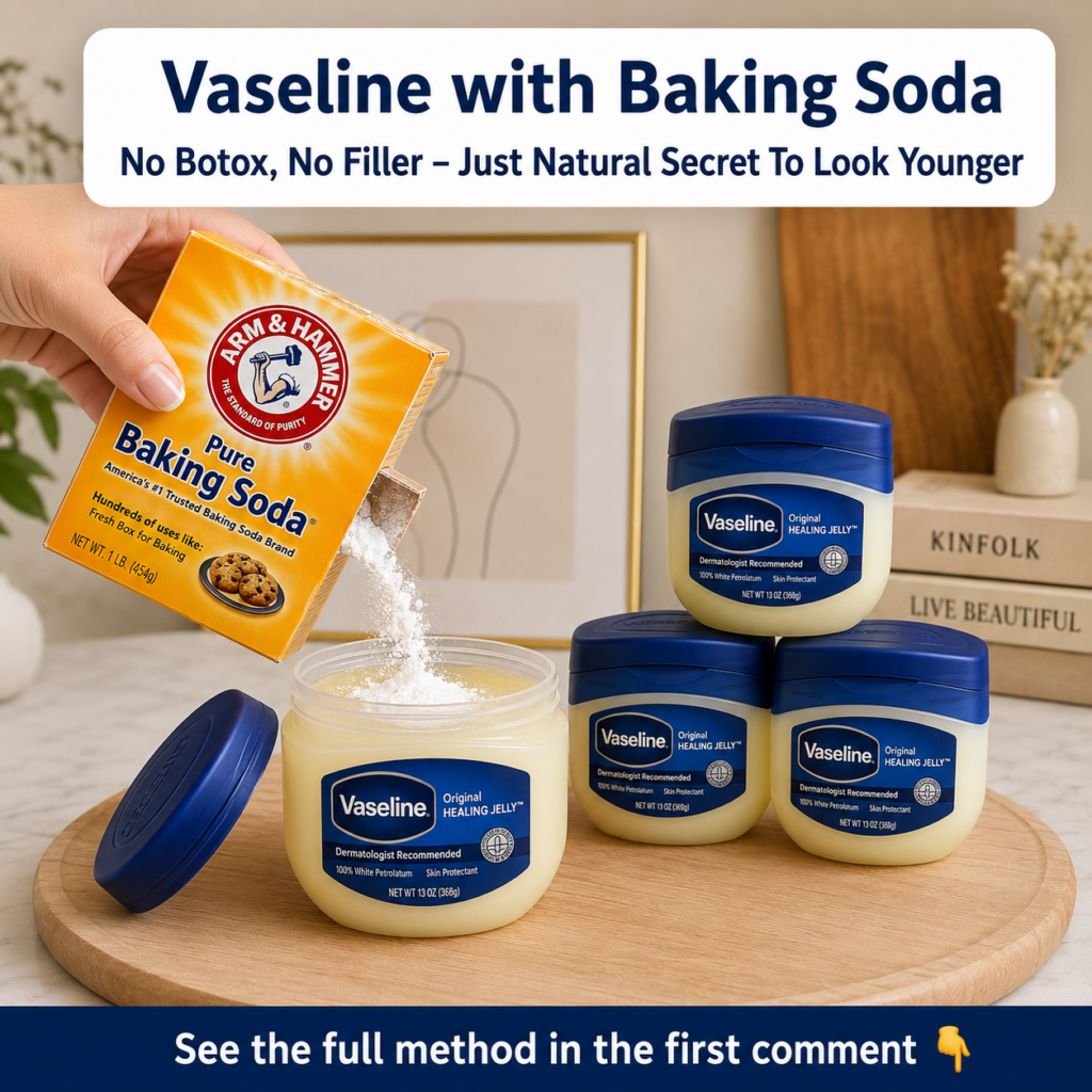 A close-up of a small glass bowl containing a creamy white mixture of Vaseline and baking soda with a spatula or small s