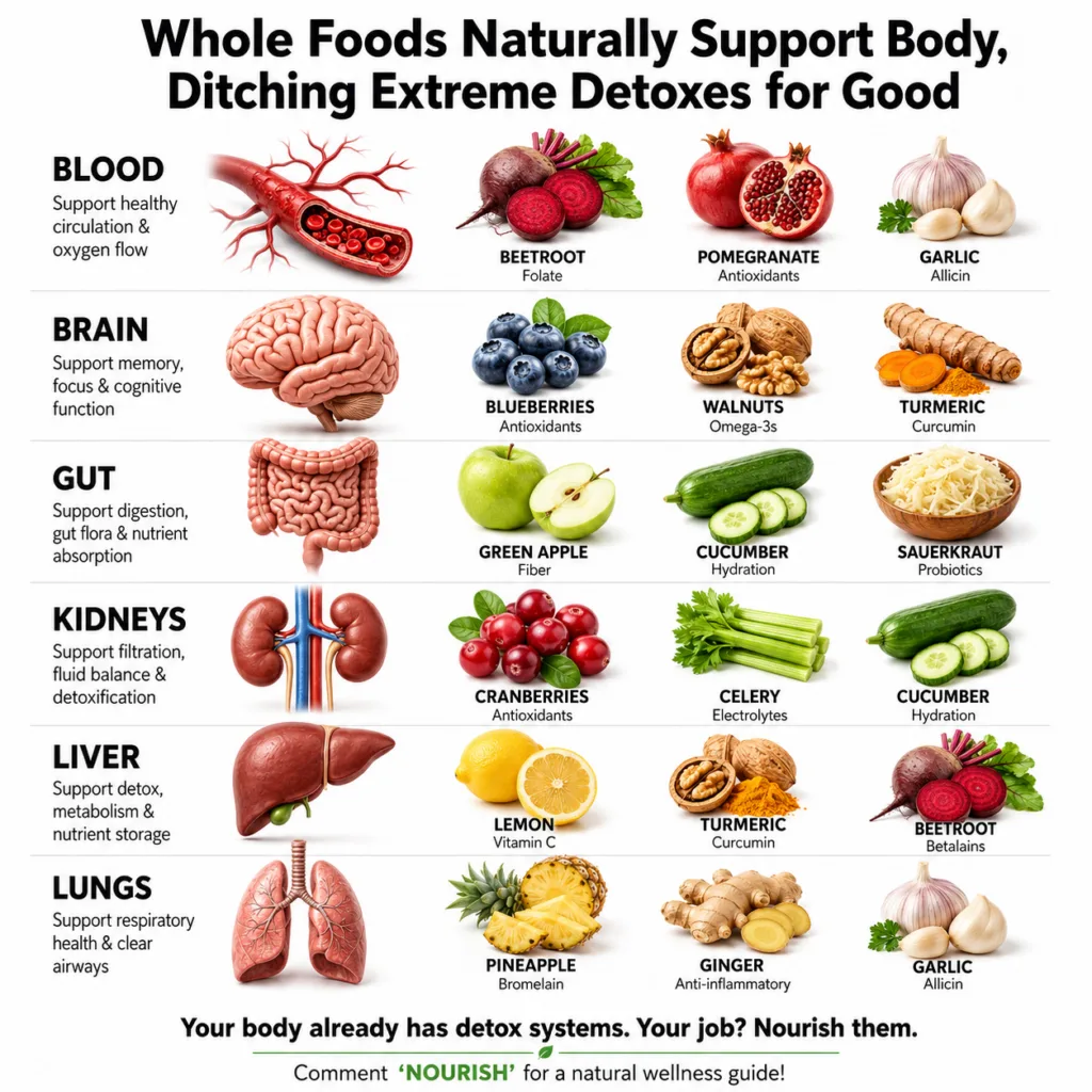 A vibrant colorful spread of fresh whole foods like fruits vegetables nuts and grains on a rustic wooden table emphasizi