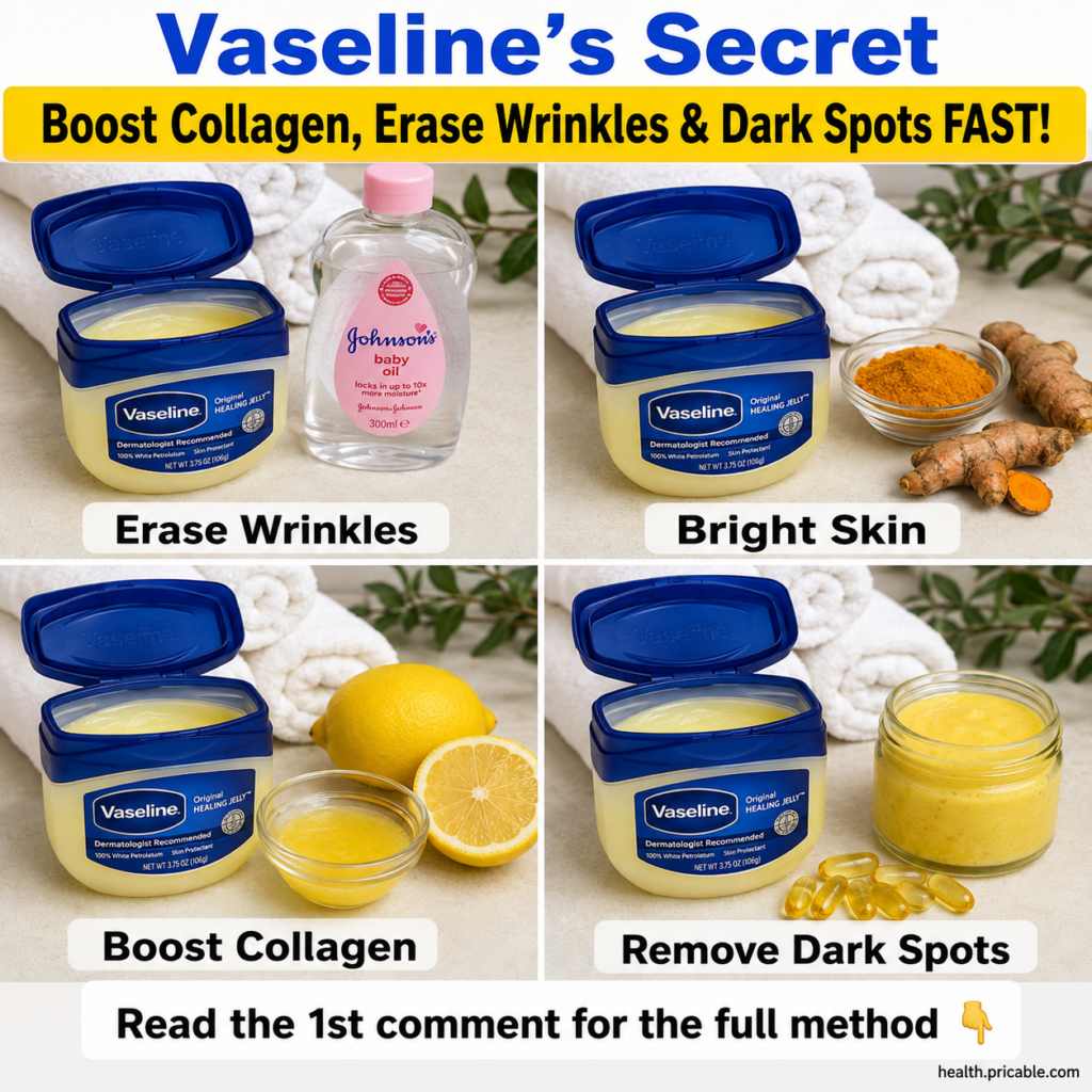 A small clear jar of Vaseline open with a finger scooping out a bit next to other small jars of natural ingredients like