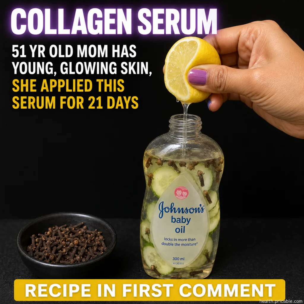 Ingredients for a homemade facial serum a fresh lemon whole cloves and a bottle of baby oil arranged on a rustic wooden 