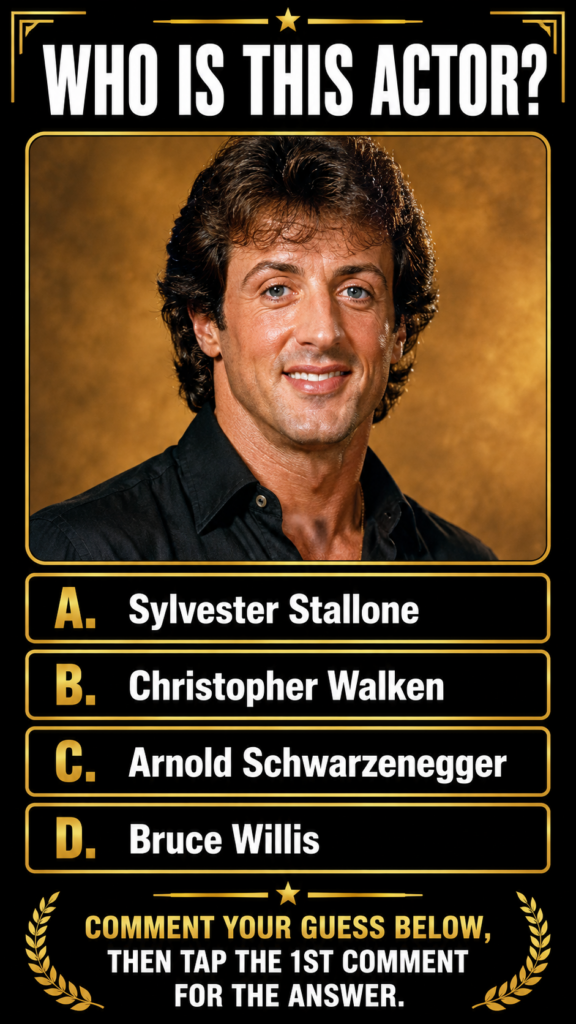 A quiz image asking WHO IS THIS ACTOR with a stylized portrait of Tom Hanks possibly in a classic movie role designed to