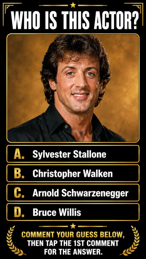 A quiz image asking WHO IS THIS ACTOR with a stylized portrait of Tom Hanks possibly in a classic movie role designed to