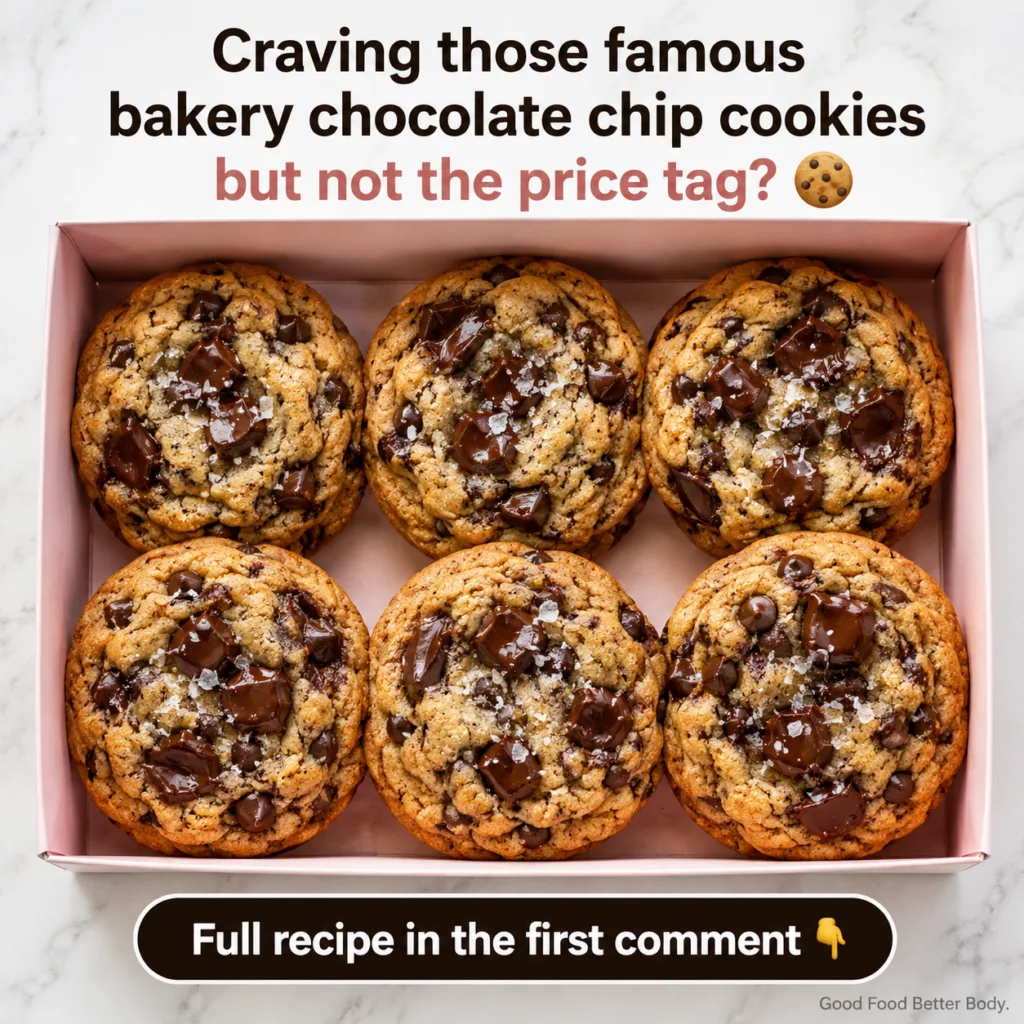 A close-up of a large thick warm chocolate chip cookie with melted chocolate chips visible sitting on a cooling rack or 