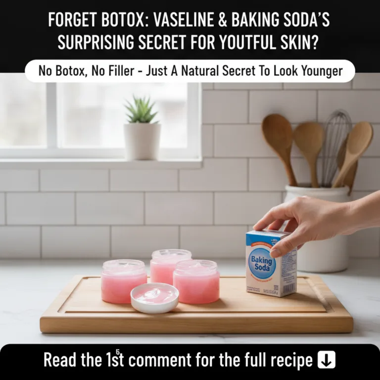 A close-up shot of a small jar of Vaseline and a bowl of baking soda on a clean light surface with a soft-focus backgrou