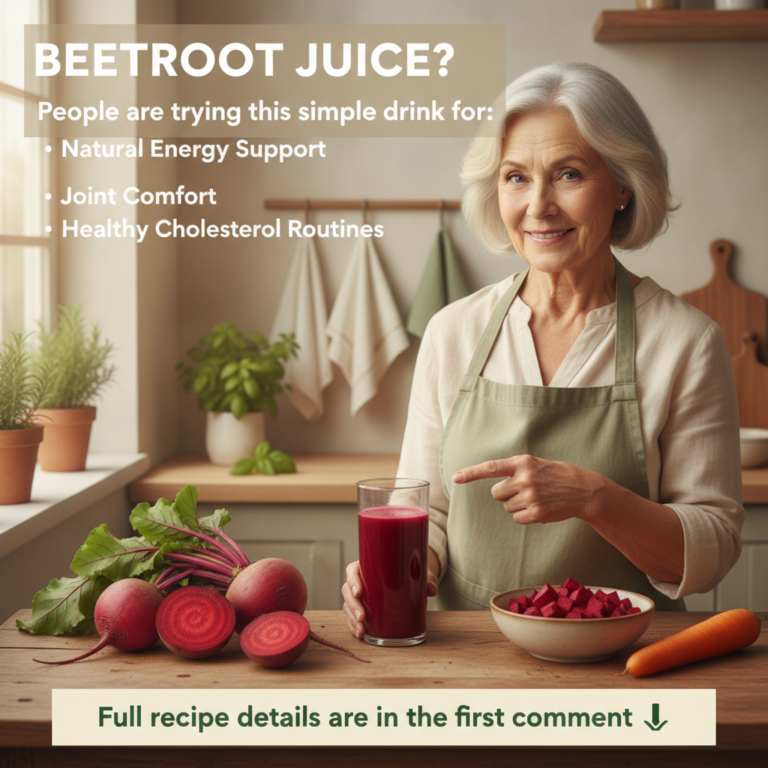 A vibrant natural-looking drink in a glass possibly with some visible natural ingredients like sliced beetroot or ginger
