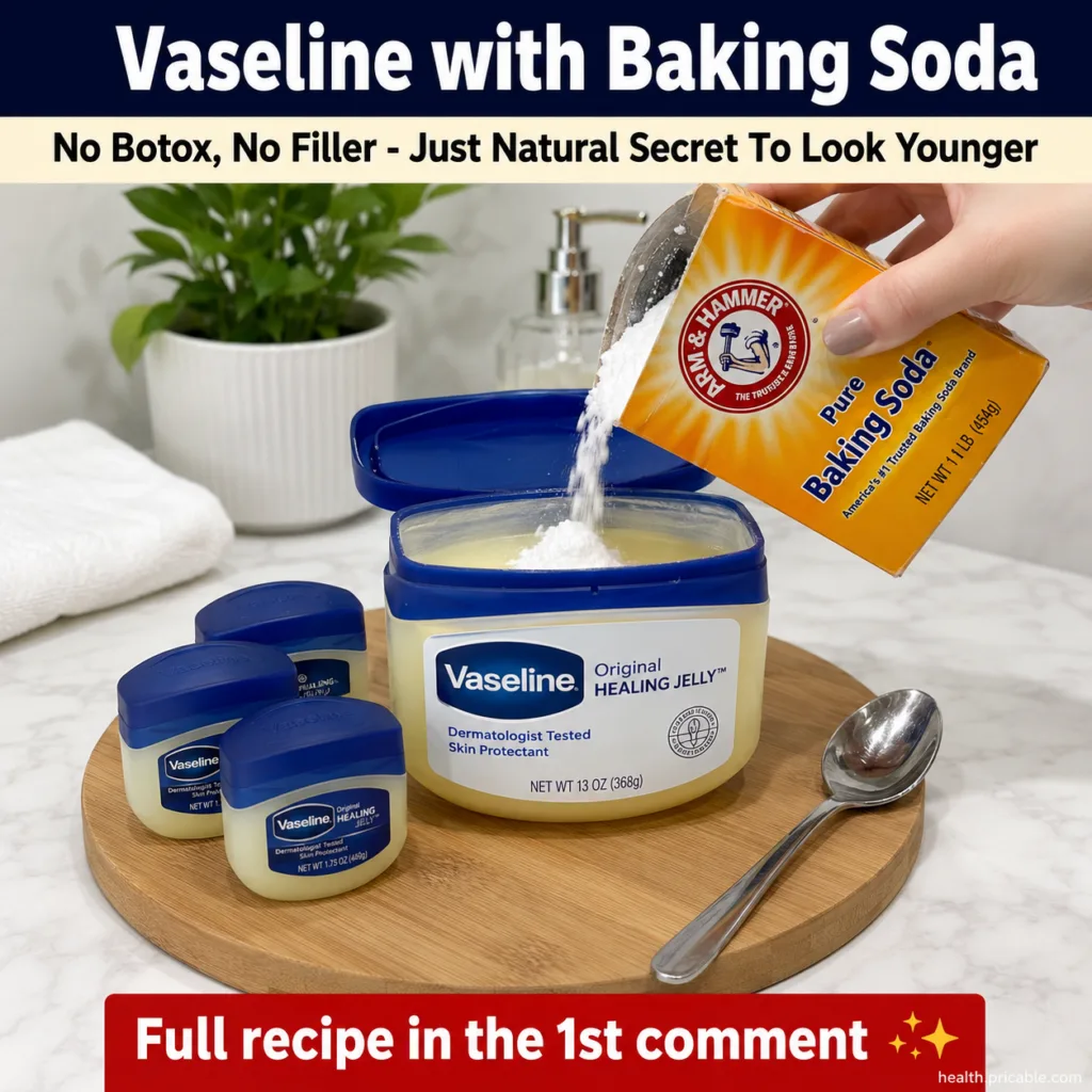A small glass bowl with a white paste made of Vaseline and baking soda next to a small container of Vaseline and a box o