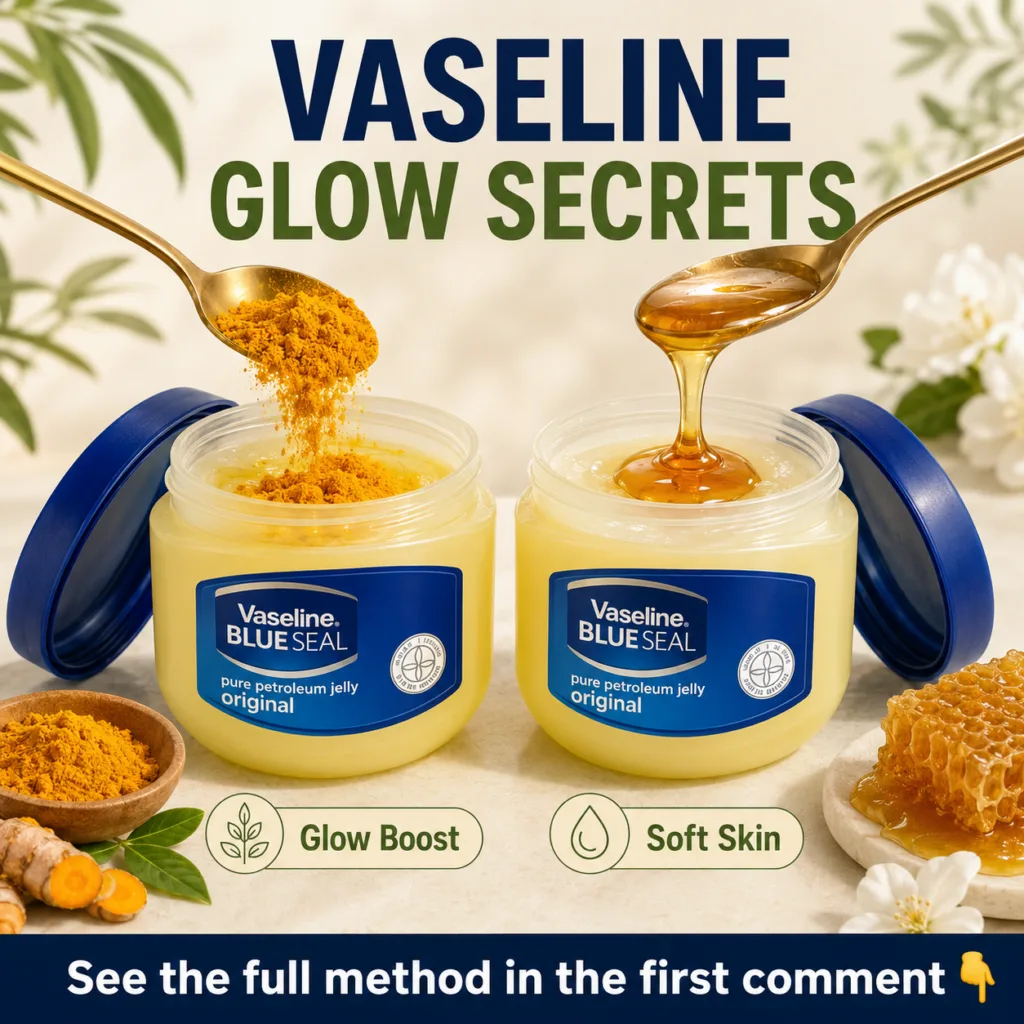 A clear tub of petroleum jelly Vaseline placed on a clean white surface next to a woman s hand applying a small amount t