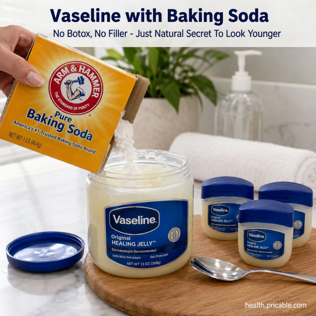 A close-up shot of a small bowl containing a creamy white paste made from Vaseline and baking soda with a spatula restin
